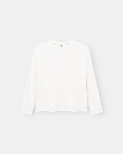 Henley Long Sleeve White Dame