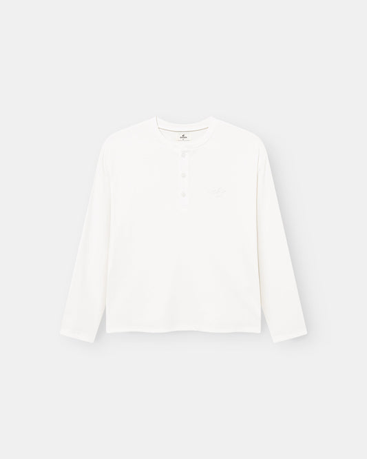 Henley Long Sleeve White Dame