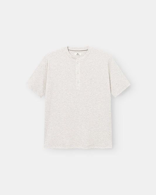 Henley Short Sleeve Heather Grey Dame