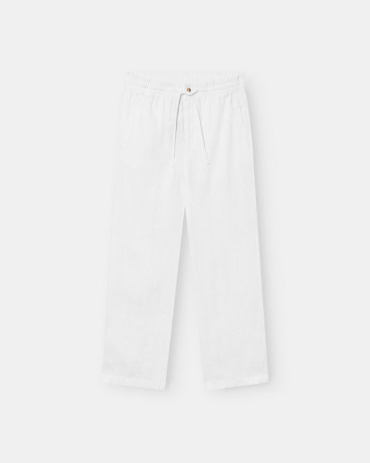 Baggy 100% hørbukser Hvid