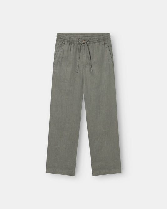 Baggy 100% hørbukser Army