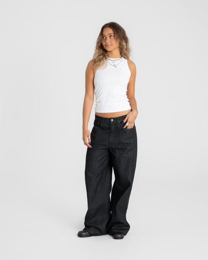 Raw Selvedge Denim Jeans Darkwash dame
