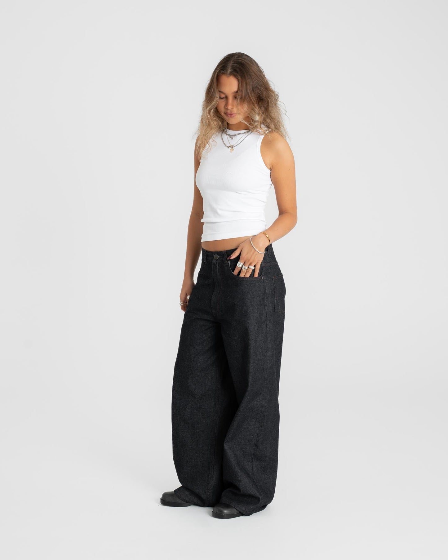 Raw Selvedge Denim Jeans Darkwash dame