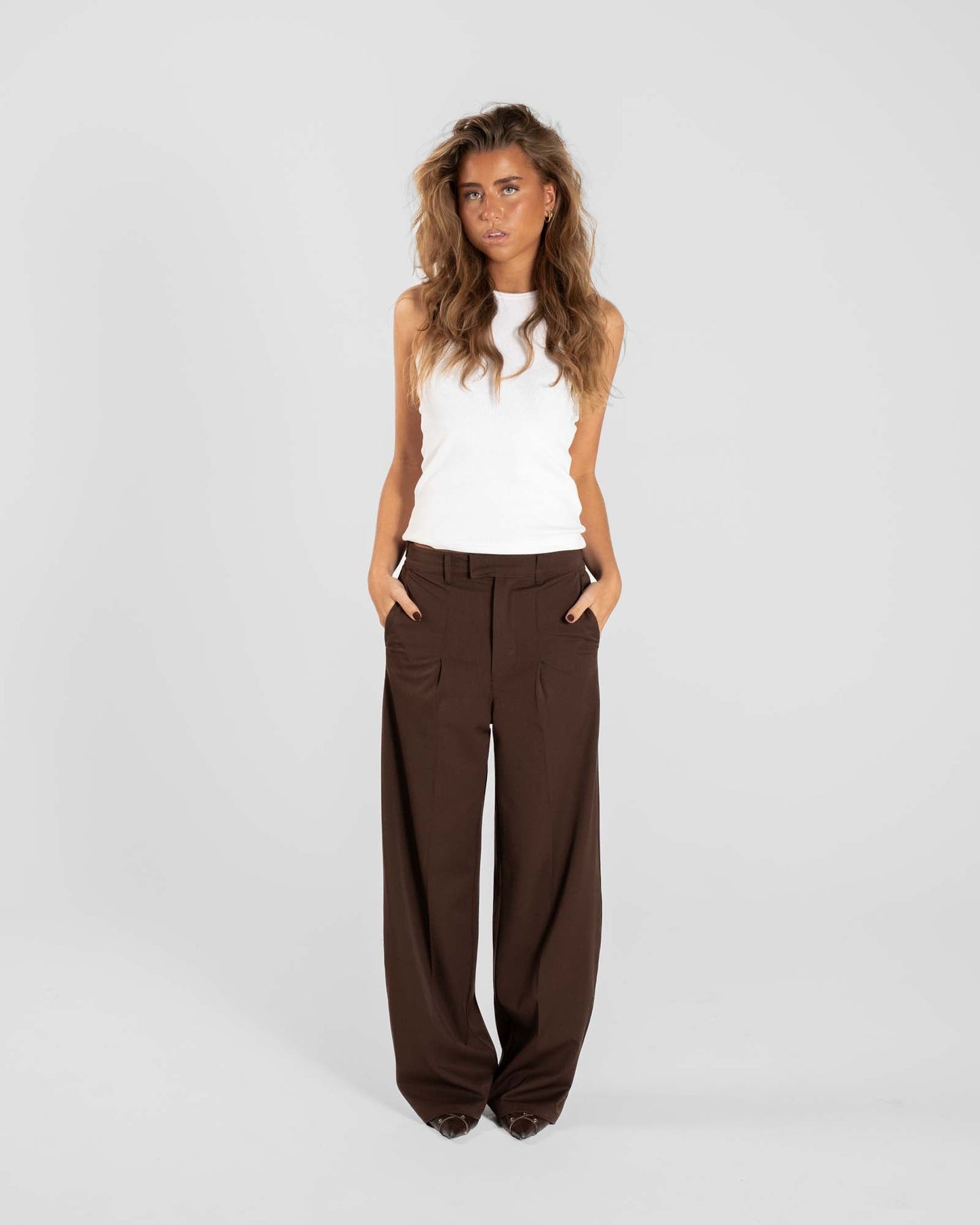 Baggy Suit Pants Brown