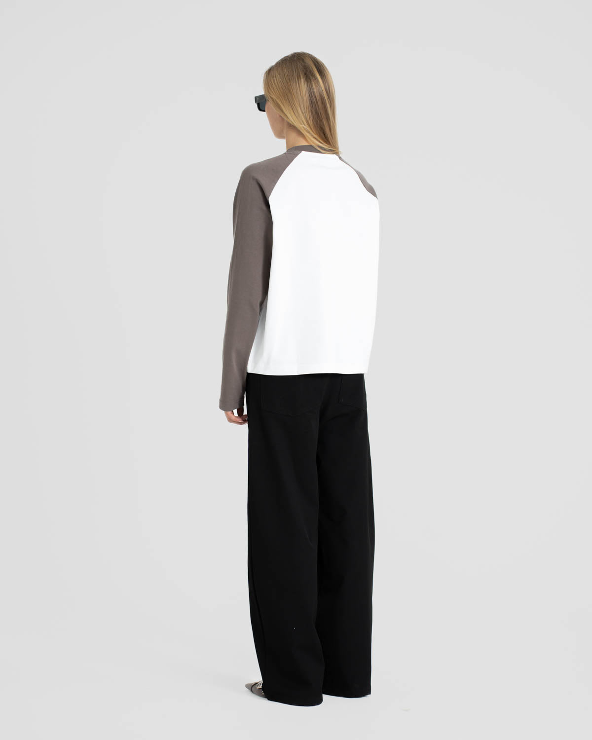 Raglan Longsleeve T-shirt White/Grey dame