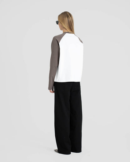 Raglan Longsleeve T-shirt White/Grey dame