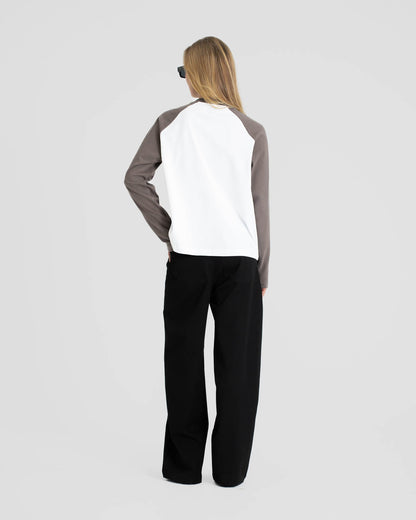 Raglan Longsleeve T-shirt White/Grey dame