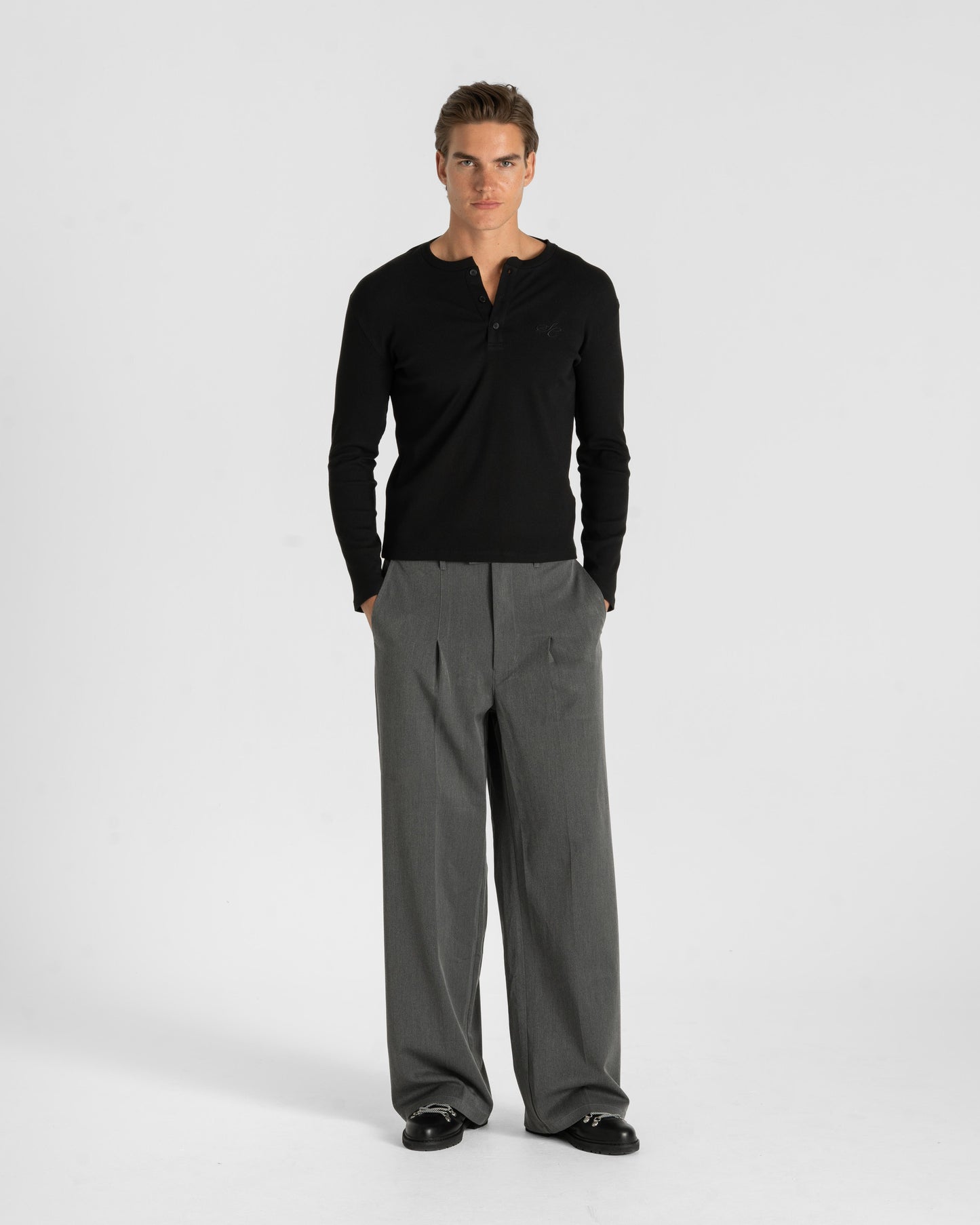 Henley Long Sleeve Black