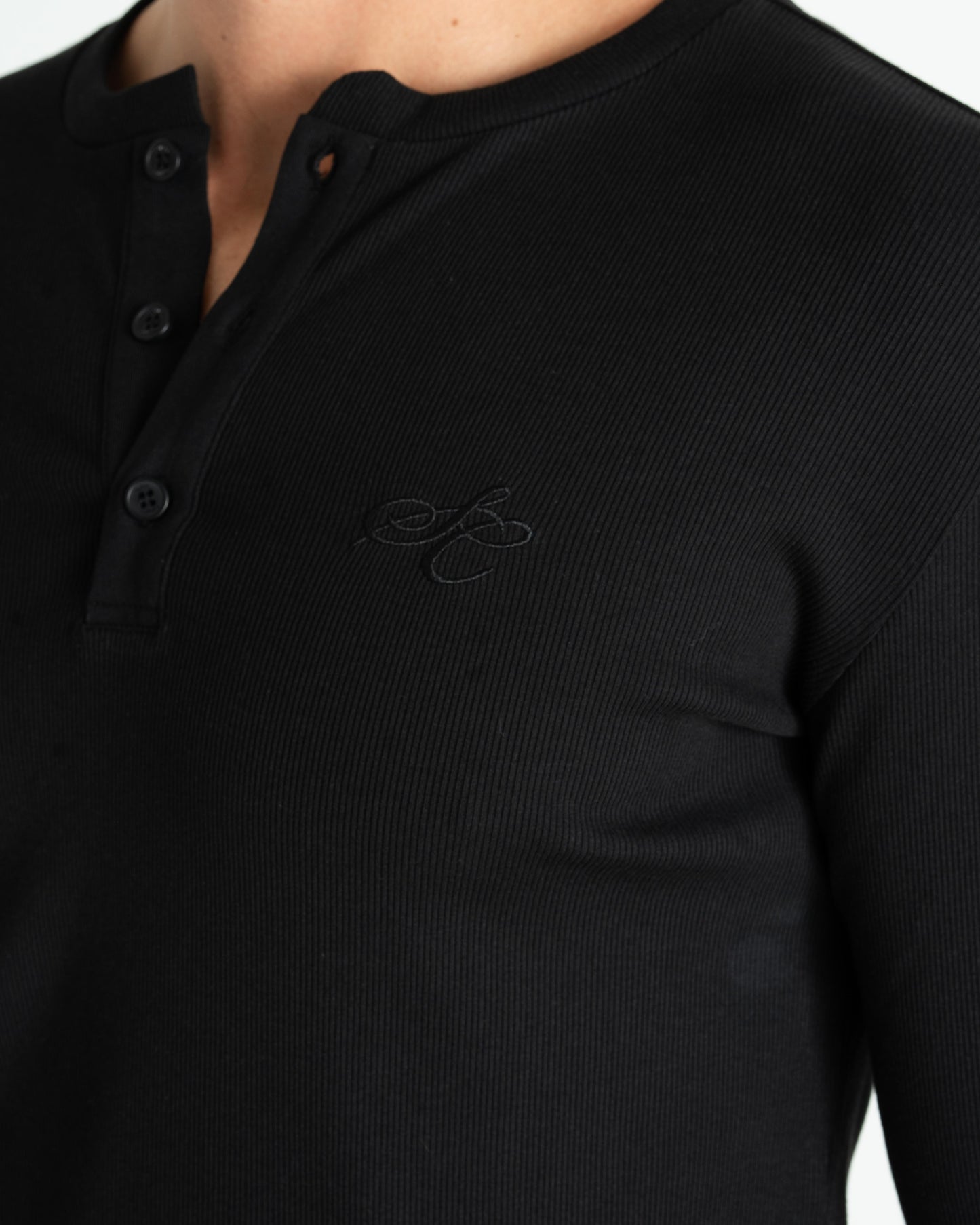 Henley Long Sleeve Black