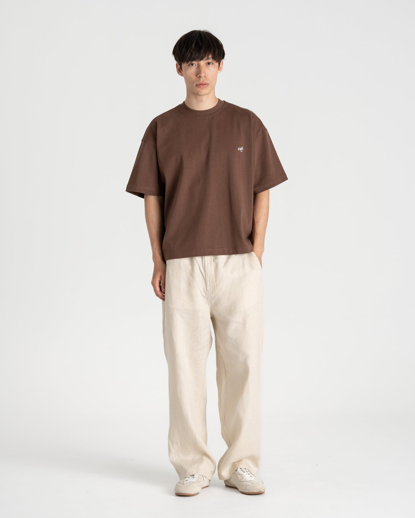 Baggy 100% hørbukser Beige