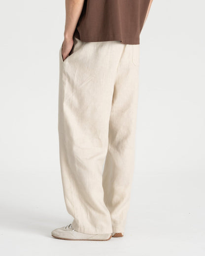 Baggy 100% hørbukser Beige