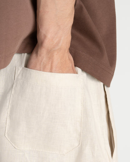 Baggy 100% hørbukser Beige