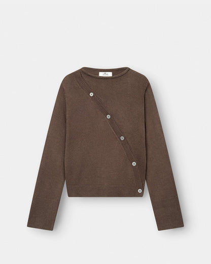 Asymmetrisk Cardigan Brun
