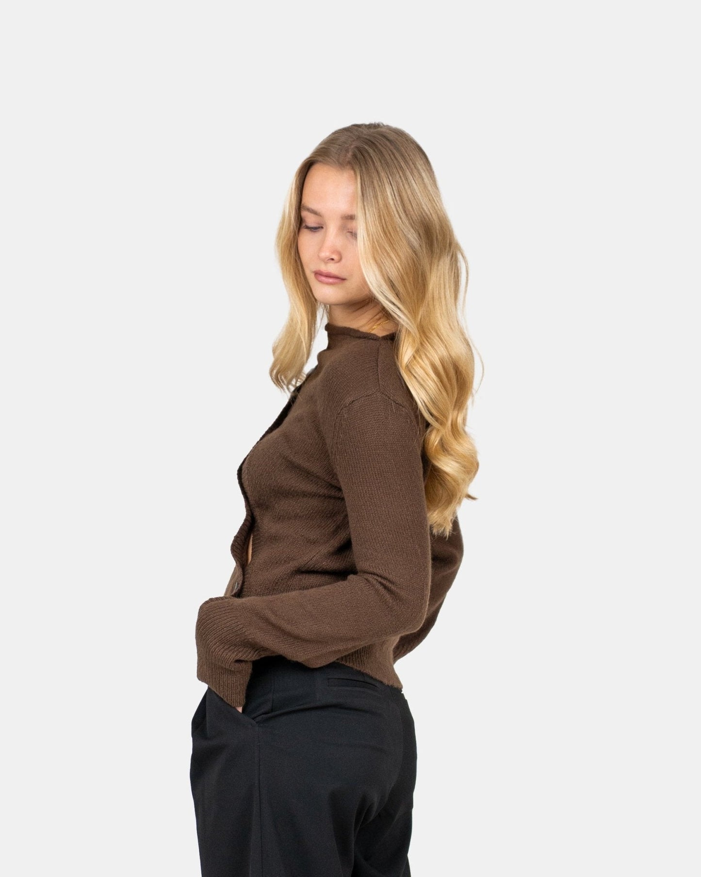 Asymmetrisk Cardigan Brun