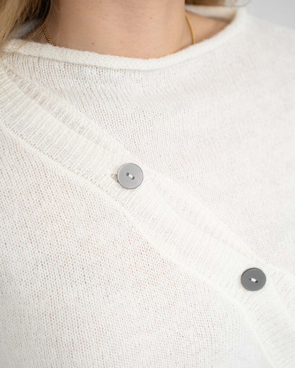 Asymmetrisk Cardigan Cremehvid
