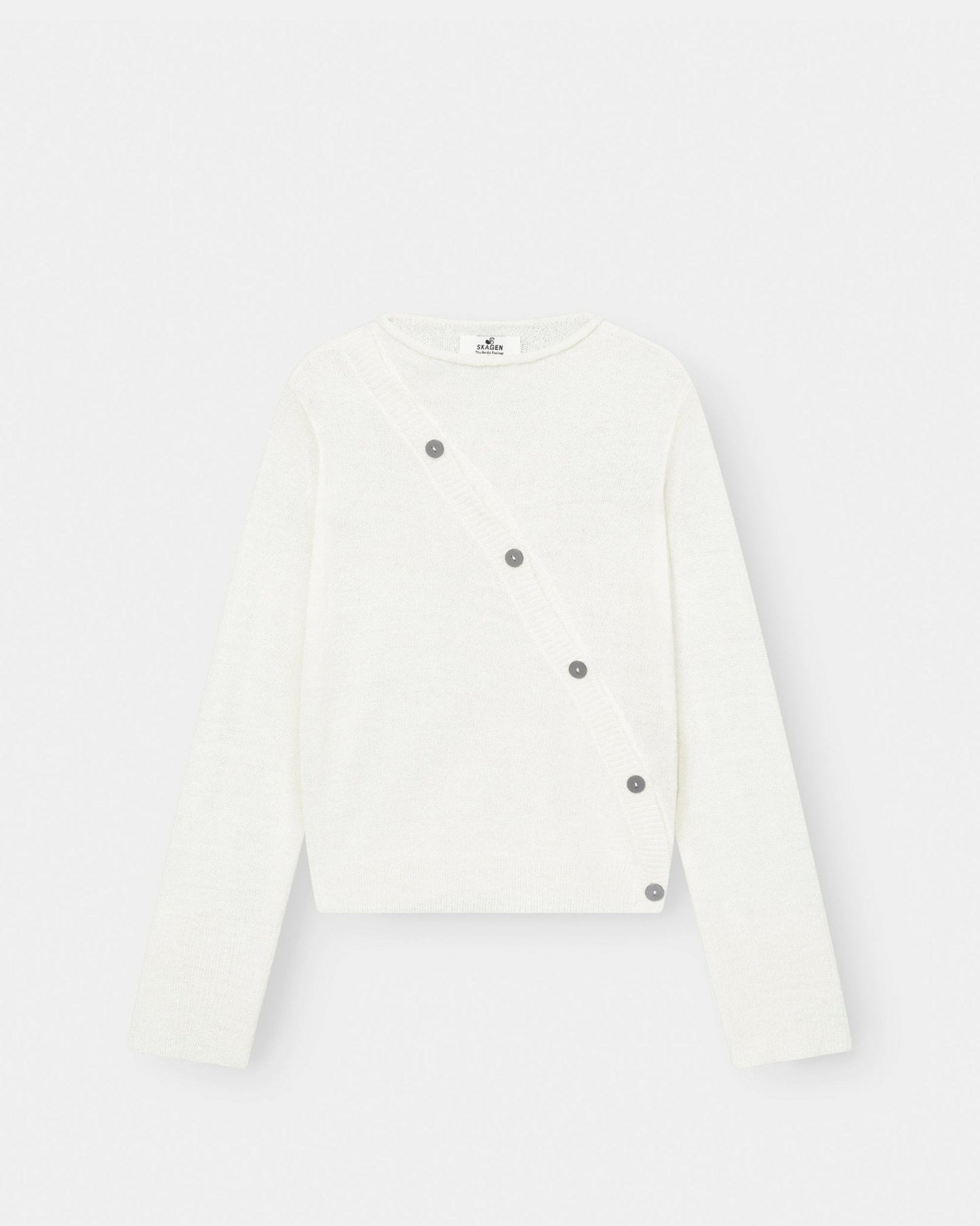 Asymmetrisk Cardigan Cremehvid