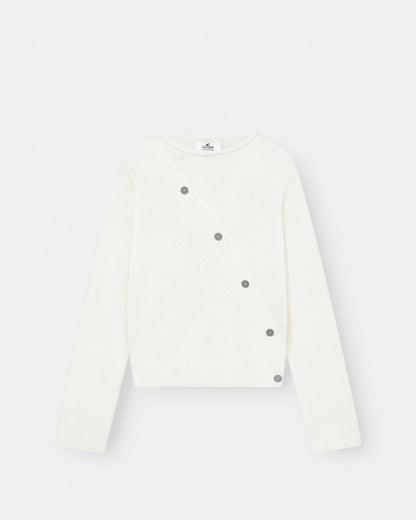 Asymmetrisk Cardigan Cremehvid