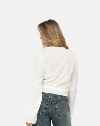 Asymmetrisk Cardigan Cremehvid