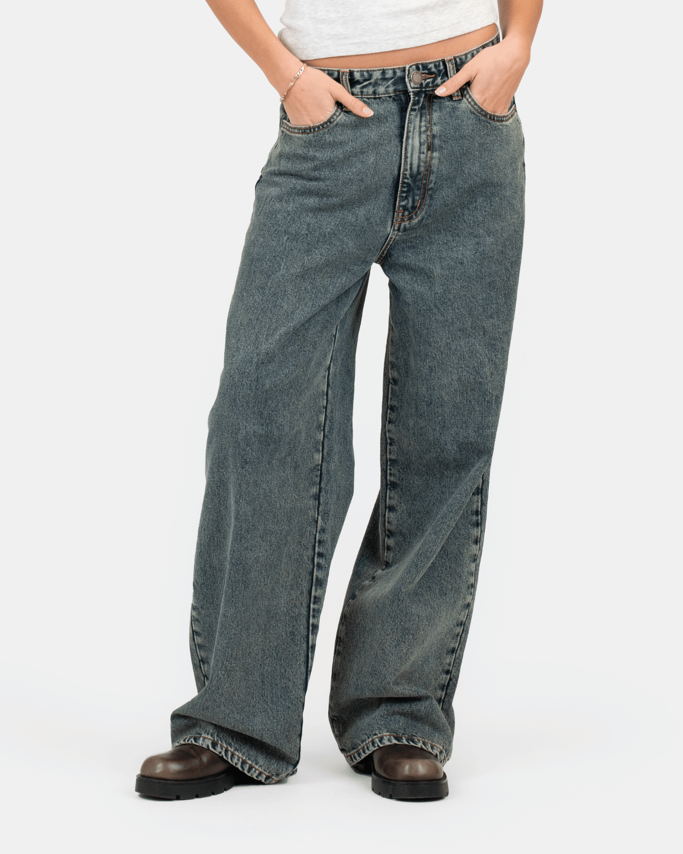 Extra Baggy Denim Jeans Mid Blue Vintage Wash