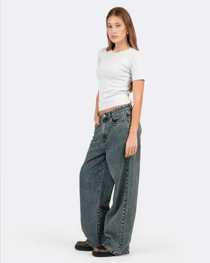 Extra Baggy Denim Jeans Mid Blue Vintage Wash