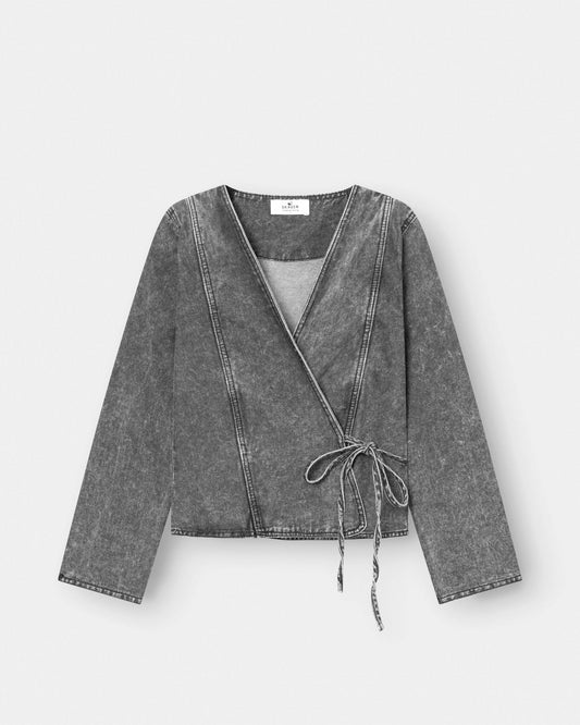 Denim Tie Shirt Washed Grey