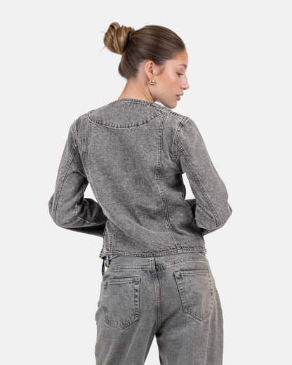 Denim Tie Shirt Washed Grey