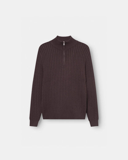 Half Zip Strik Brun