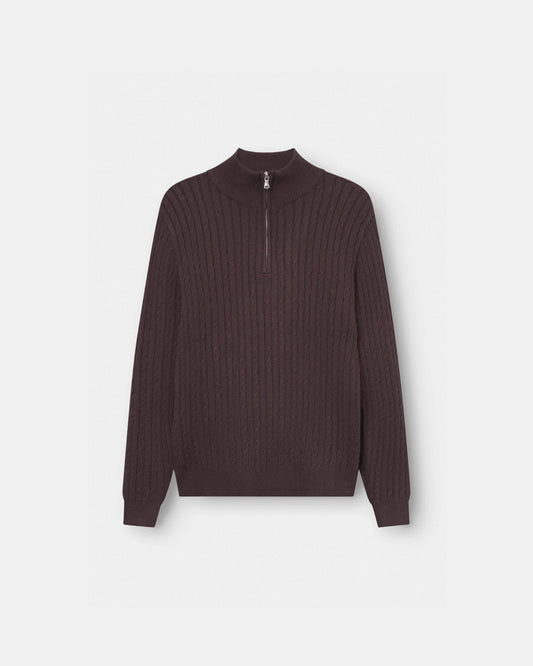 Half Zip Strik Brun