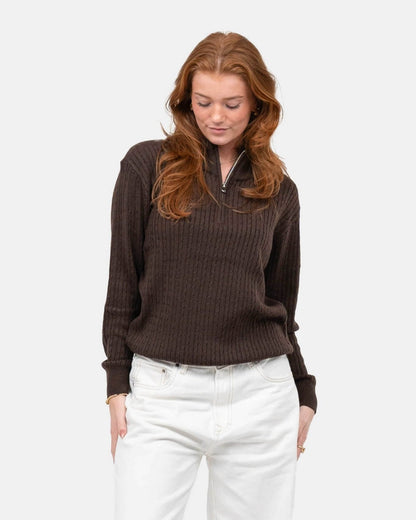 Half Zip Strik Brun