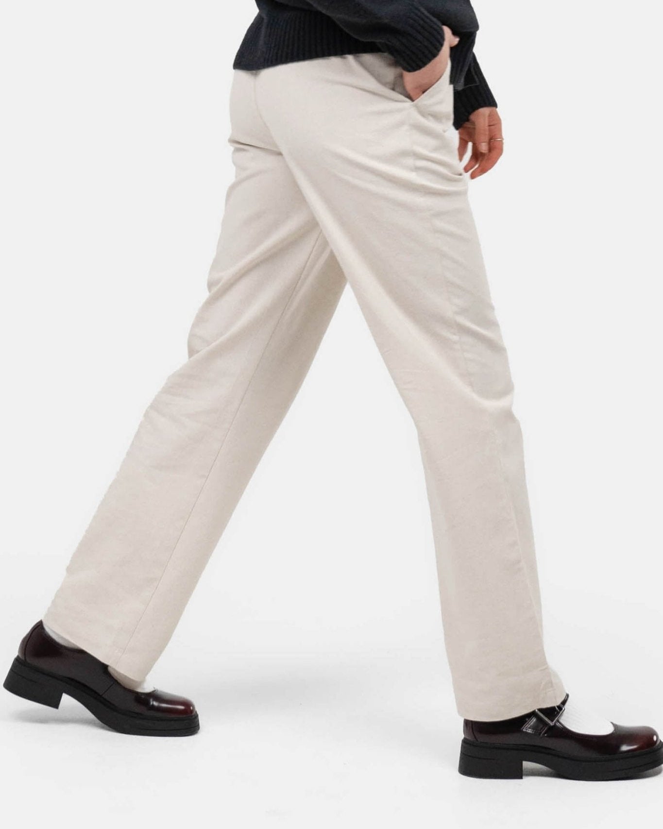 Heavyweight Hørbukser Højtaljede Beige