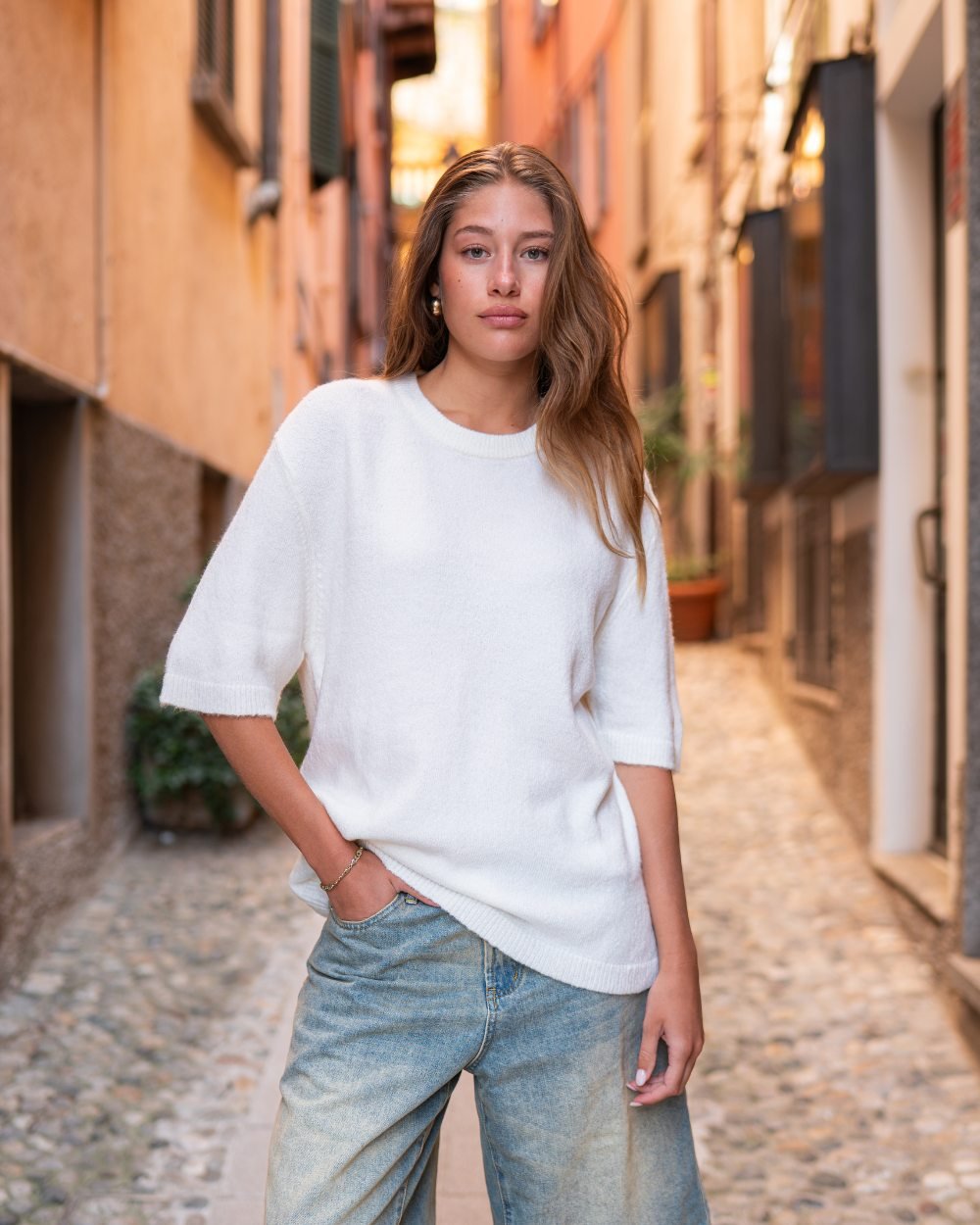 Knitted t-shirt White